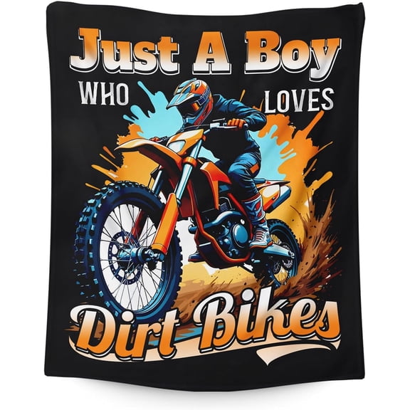 Dirt Bike Blanket Gifts for Boys - Soft, Fuzzy & Warm - 40x30 Inches Small Blanket for Office, Chair - Orange Dirt Bike Pattern Cool Throw Blanket Gifts for Kids