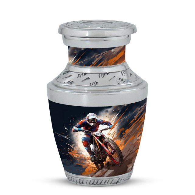 Dirt Bike Charge Small Keepsake Urn for Precious Memories Unique Mini