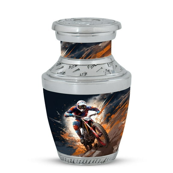 Dirt Bike Charge Small Keepsake Urn for Precious Memories - Unique Mini Memorial for Adults Funeral Urns For Human Ashes - Memorial Urns 3 Inch, 1 Pc