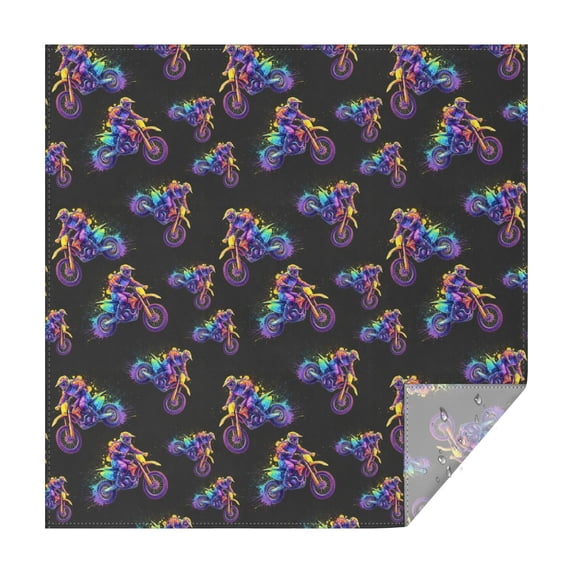 Dirt Bike and Color Dust Black Square Tablecloth, Polyester Kitchen ...