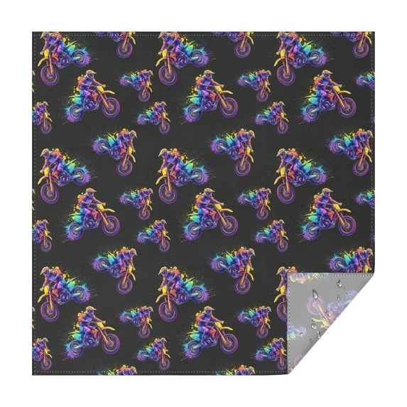 Dirt Bike and Color Dust Black Square Tablecloth, Polyester Kitchen ...