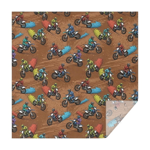 Dirt Bike and Color Dust Brown Square Tablecloth, Polyester Dining ...