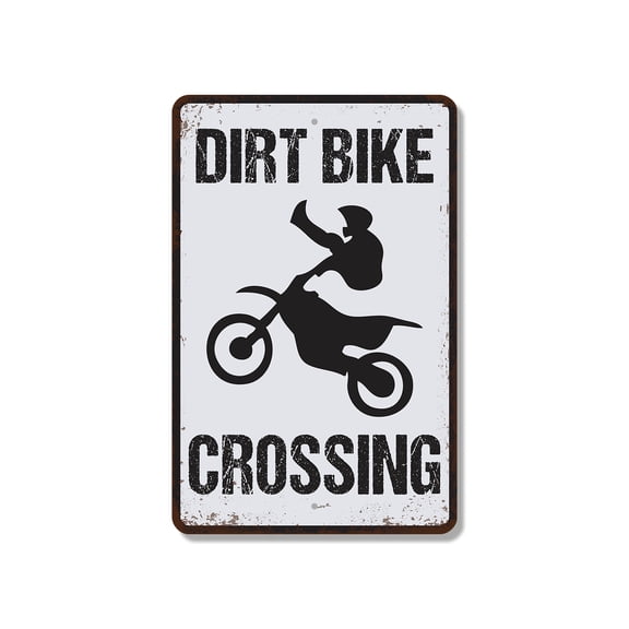 Dirt Bike Crossing 8 Inch x 12 Inch Novelty Plastic Sign Roost Ahead Throttle Down Durable Weatherproof UV Protected Perfect for Trails Garages Tracks Fun Gift for Riders Racers