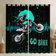 thumbnail image 1 of Dirt Bike Curtains & Drapes Motorcycle Racer 30%-50% Blackout Curtains 76x45,Black And Teal Curtains Speed Sports Car Black Out Curtains Neon Green Polka Dots Window Curtains Bedroom Decor, 1 of 6