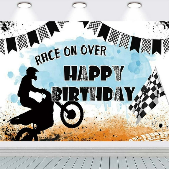 Dirt Bike Dirty Motocross Birthday Party Supplies Banner Backdrop Background Taspestry Poster Wall Decor