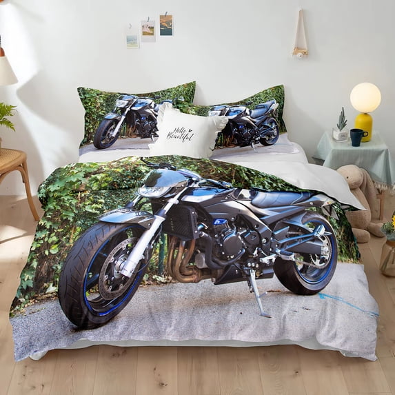 Dirt Bike Duvet Cover Racing Motocross for Teen Adult Motorcycle Rider Extreme Sports Theme for Bedroom rations King