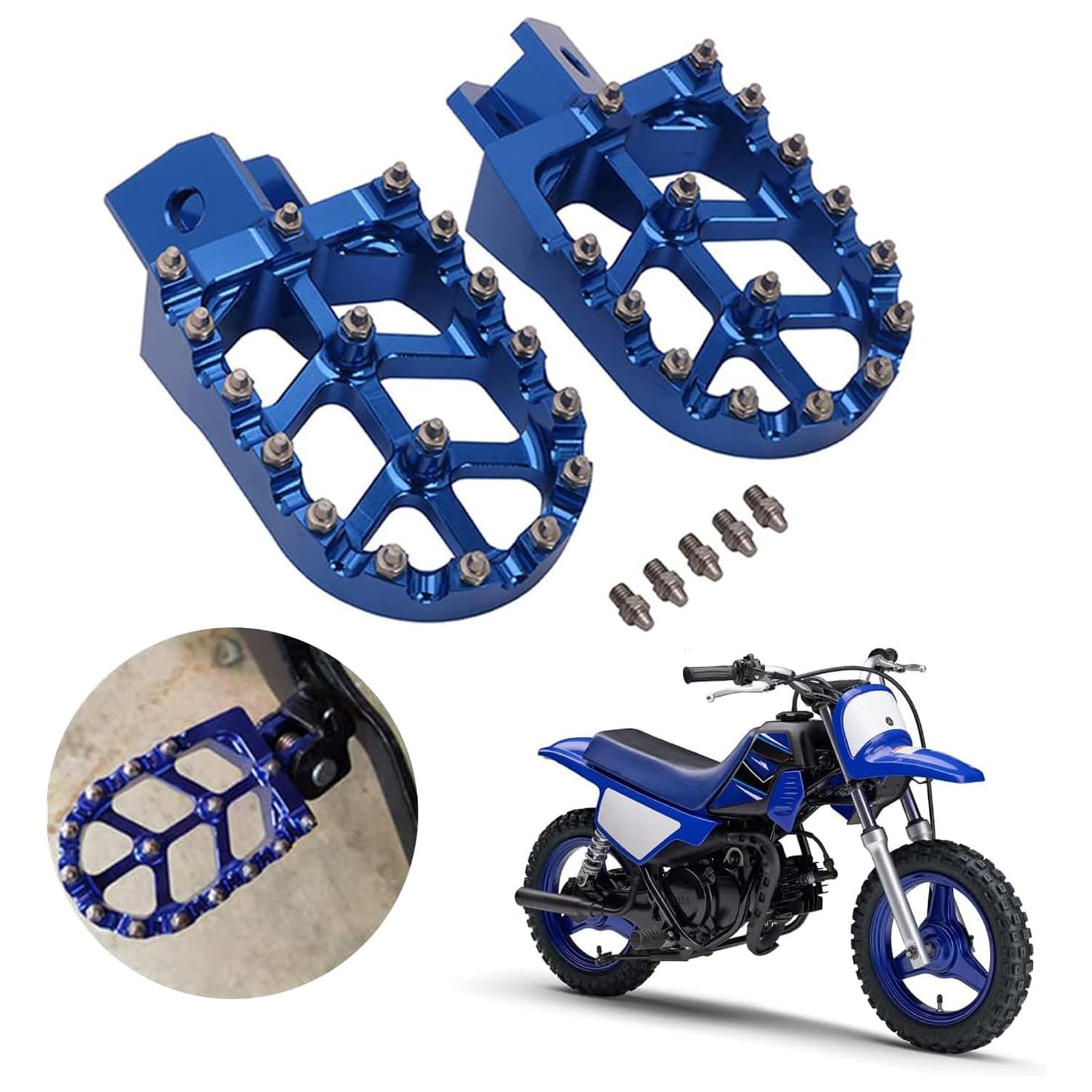 Pedane Moto In Alluminio CNC Nere Per Yamaha PW50, PW80, Y-ZINGER E TW200 – Compatibilità Estesa E Design Antiscivolo