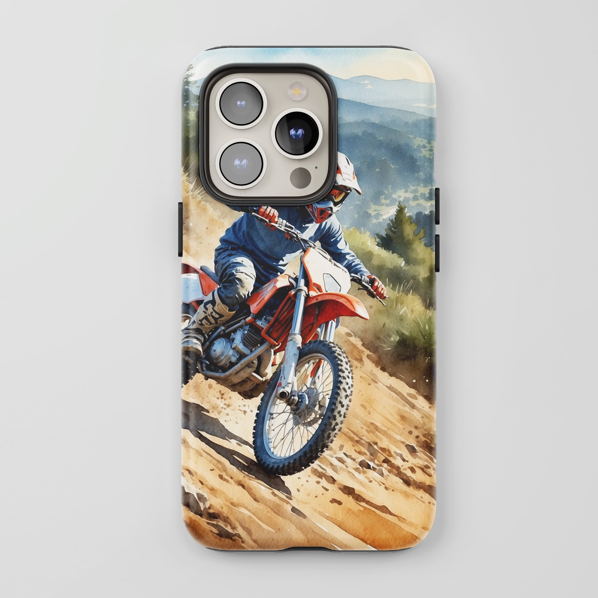 Dirt Bike For All iPhone Series Protective Phone Case Watercolor Art ...