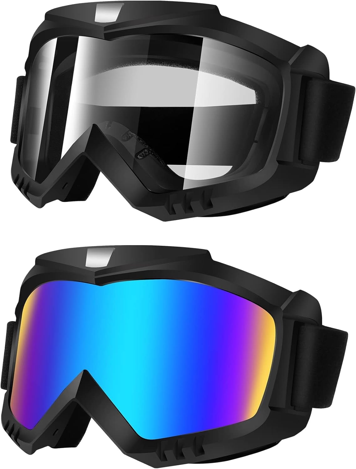 Dirt Bike Goggles Motorcycle Goggles 2 Pack ATV Goggles Riding Goggles Ski Goggles Windproof Glasses Racing Goggles