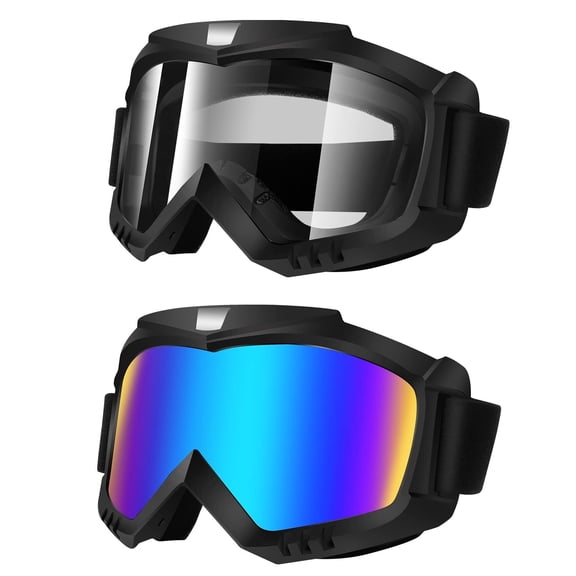Dirt Bike Goggles, Motorcycle Goggles, 2 Pack ATV Goggles, Riding Goggles, Ski Goggles