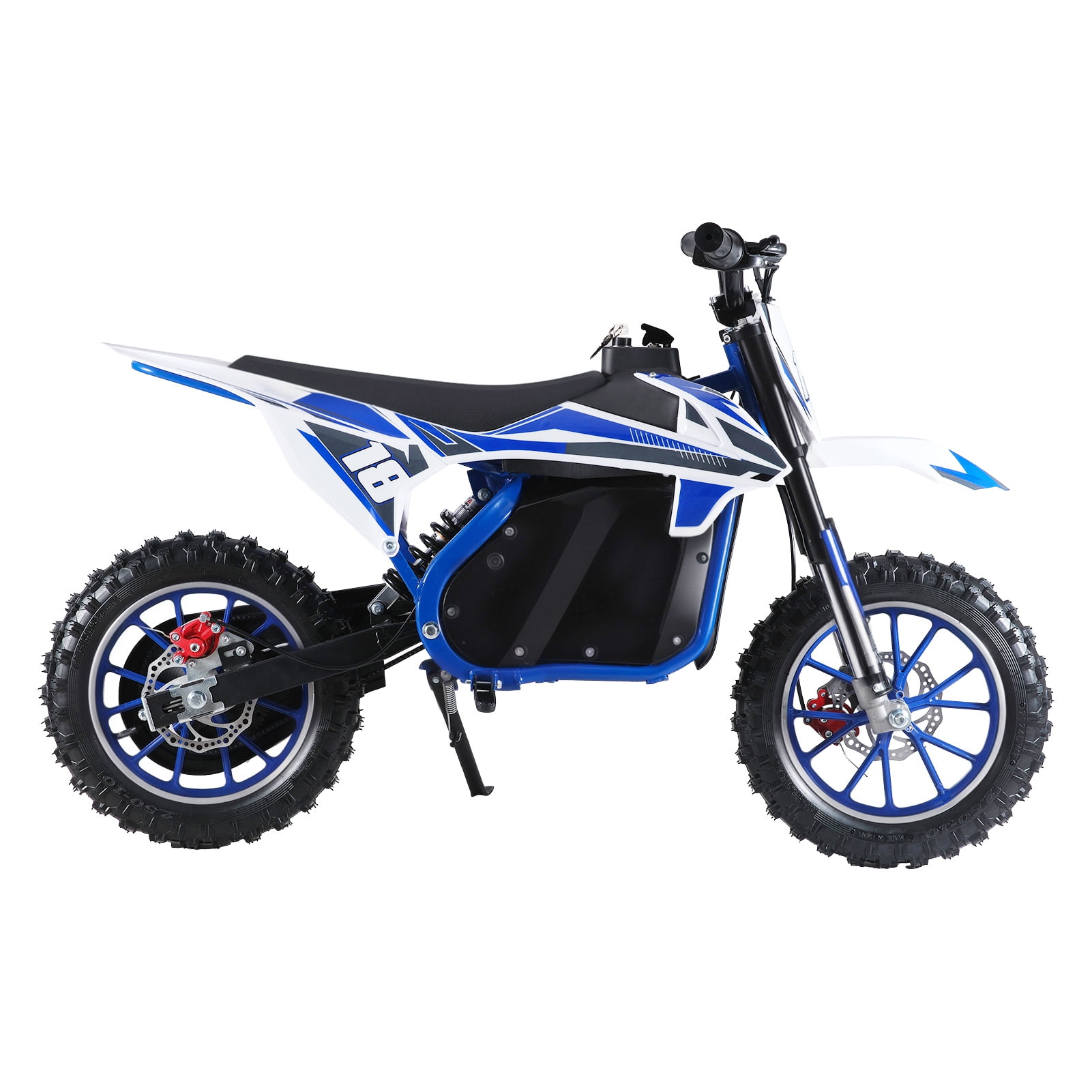 Dirt Bike, Kids Electric Motocross Bike, Off Road Mini Motorcycle, Electric Pocket Motorbike with High-Performance Motor and Battery, 10 Inch Tires-Blue