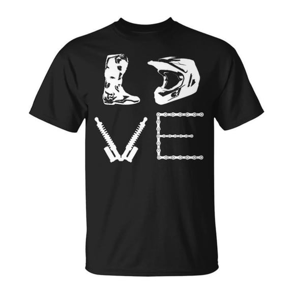 Dirt Bike Love Motocross Enduro Graphic Tee Unisex Adult Cotton Casual Motorcycle Racing T-Shirt for Bikers and Off-Road Enthusiasts, Size M, Color Black