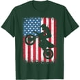 thumbnail image 1 of Dirt Bike Motocross Biker American Flag 4th of July Softstyle Unisex T-Shirt,Forest Green Color,Size L, 1 of 5