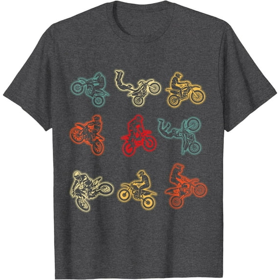 Dirt Bike Motocross Enduro Dirt Biking Kids Boys Softstyle Unisex T-Shirt,Dark Heather Grey Color,Size 5XL