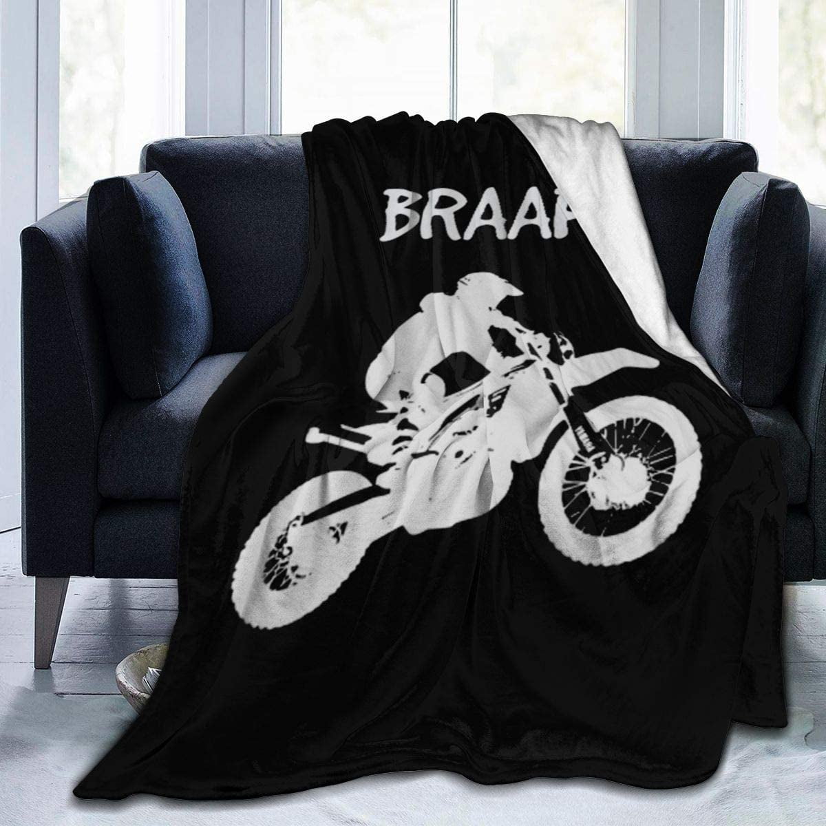 Dirt Bike Motocross Fleece Blanket Throw Lightweight Blanket Super