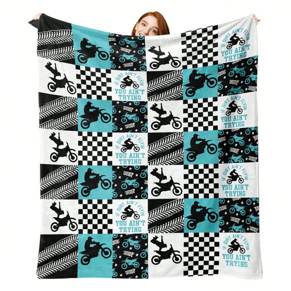 Dirt Bike Racing Flannel Throw Blanket Gifts For Men Teen, Motocross
