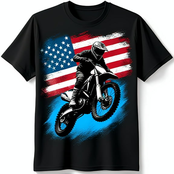 Dirt Bike Rider Jumping Over Black T-Shirt