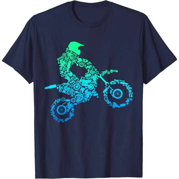Dirt Bike Rider Motocross Enduro Biking Gift Softstyle Unisex T-Shirt,Navy Color,Size YS