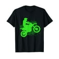 thumbnail image 1 of Dirt Bike Rider Tire Tracks Neon Green T Shirt, 1 of 5