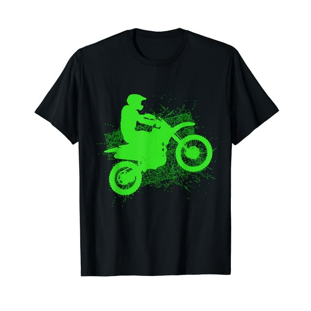 Dirt Bike Rider Tire Tracks Neon Green T Shirt - Walmart.com