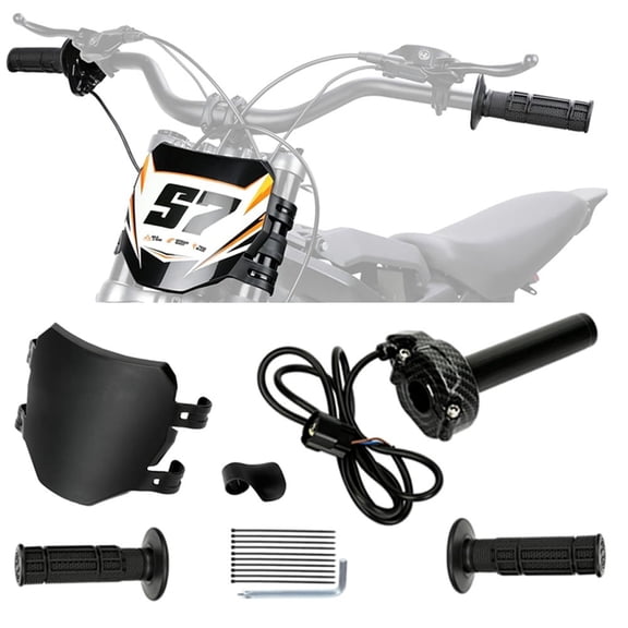 Dirt Bike Throttle Handle & Number Plate Kit for Surron Light Bee X LBX | Twist Throttle Kit+Number Plate for Surron LBX LBS, Includes DIY Decal Sticker, Tough Plate, Fit Sur-Ron & E-Ride Pro