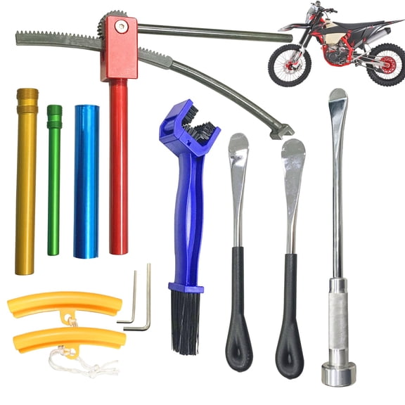 Dirt Bike Tire Changing Tools with Steel Spoons Kit for Enduro and Motocross Compact Dirt Bike Tire Changer for 16" to 21" Wheels Replacement (Complete Accessories)