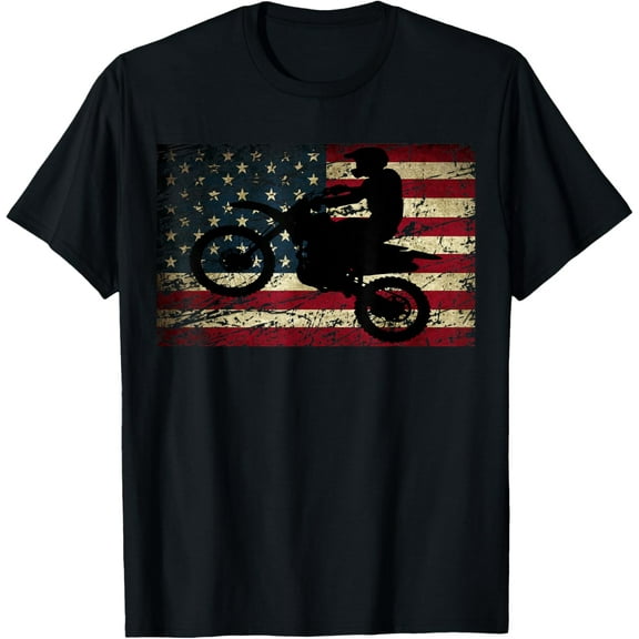 Dirt Bike USA Flag T-Shirt Motocross American Flag Shirt mens t shirt，black，women，funny，misfits，men，journey