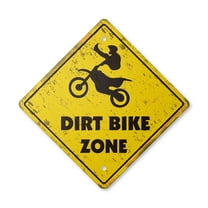 Dirt Bike Vintage Crossing Sign Zone Xing | Indoor/Outdoor Plastic | 20" Tall rustic jump berm tires trail ride