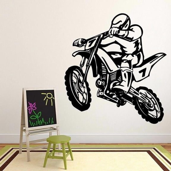 Dirt Bike Wall Decal Stunt Motocross Cool Style Vinyl Window Stickers Teens Boys Bedroom Man Cave Home Decoration Wallpaper 28x30cm