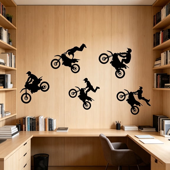 Dirt Bike Wall Decals - Peel-and-Stick Motocross & Motorcycle Stickers for Bedroom, Living Room, Office, Game Room