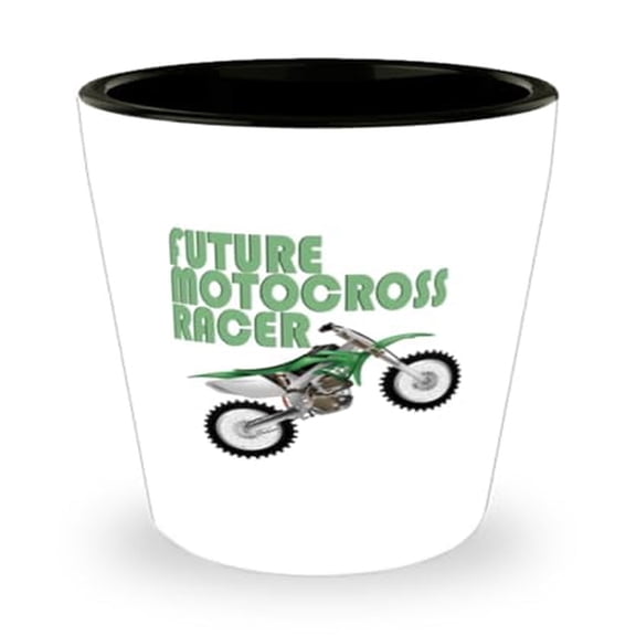 Dirt Bikes Shot Glass, Future Motocross Racer, MX Gift, Mini Glassware, 1.5oz Cup