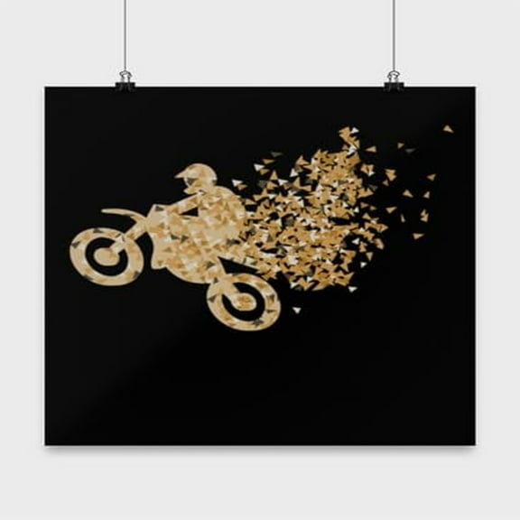 Dirt Biking Motocross Poster - Black 13x13in Wall Art Gift for MX Enthusiasts