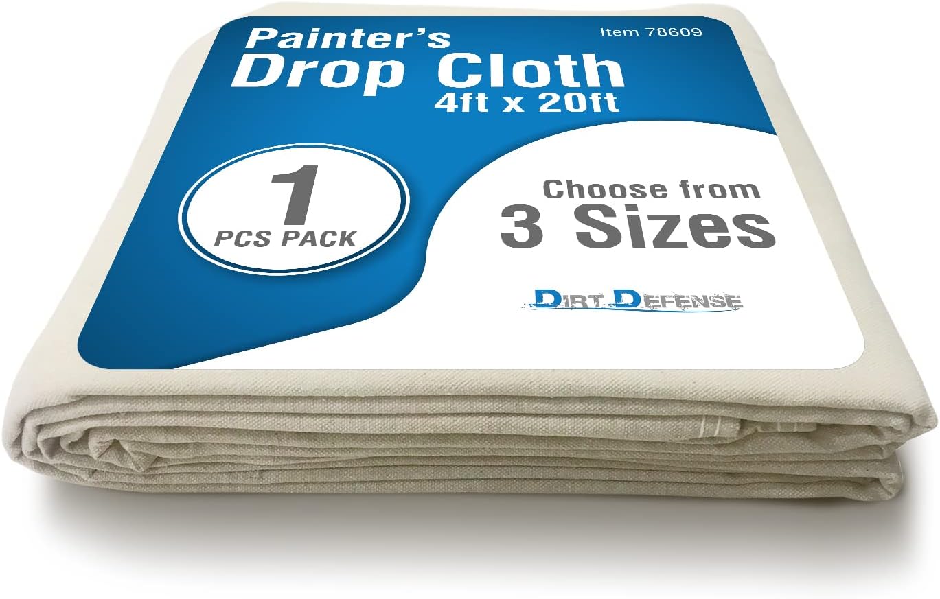 Dirt Defense 4’ x 20’ All Purpose Canvas Tarp Drop Cloth Furniture