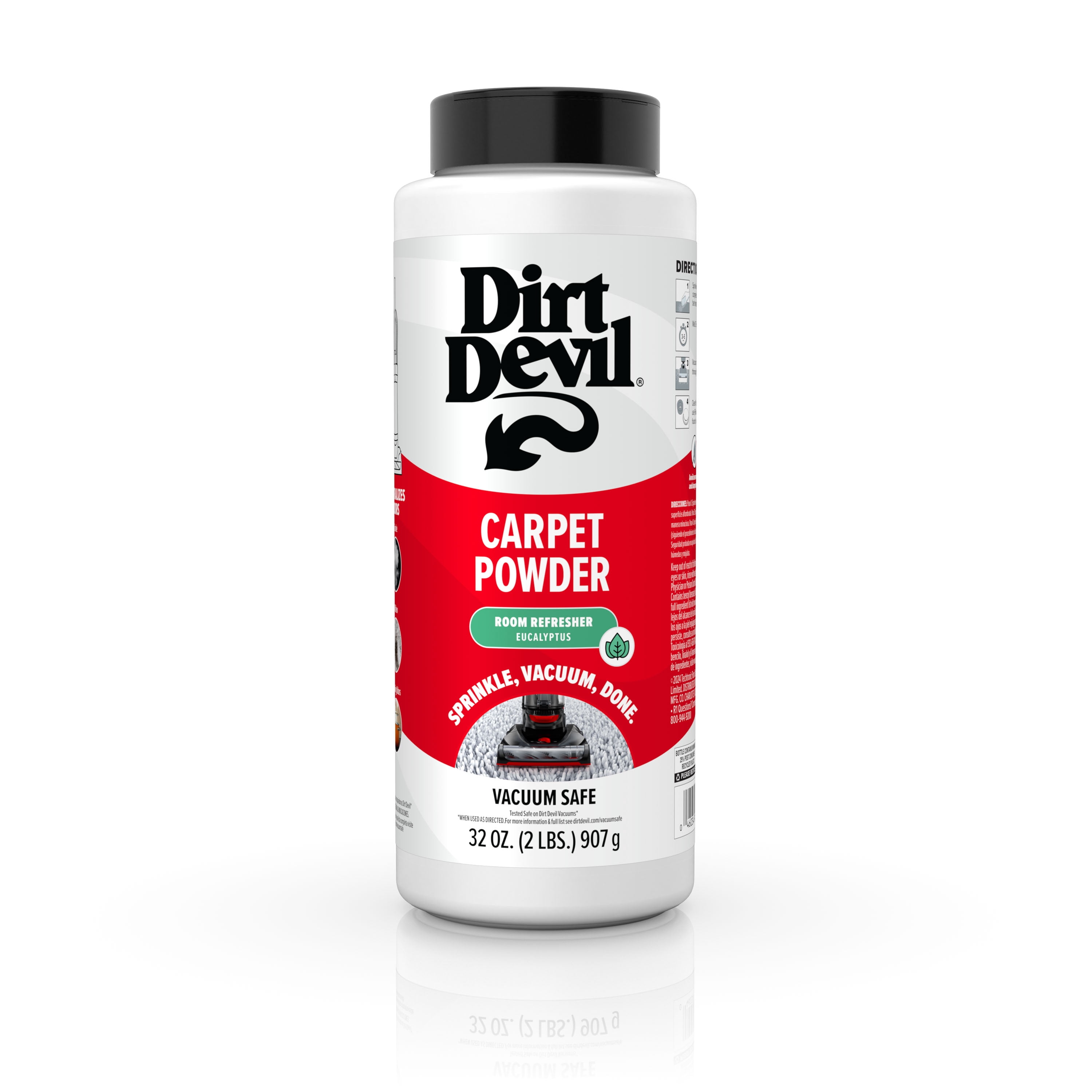 Dirt Devil Carpet Powder, Eucalyptus Scent, For use on Carpet and Upholstery, Vacuum safe, Eliminates Odors, AD31214, 32 oz.