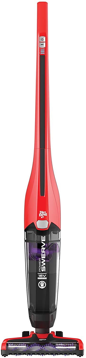 Red Cordless Bagless Stick Vacuum for Pets with Plastic Handle