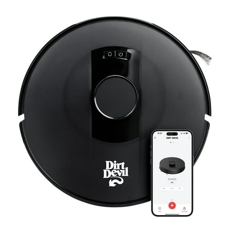 Dirt Devil Robot Vacuum for Carpet and Tile Floors with LIDAR Navigation, Wi-Fi-enabled App, 110 Minute Run-Time for Daily Cleaning, Model #EV3420