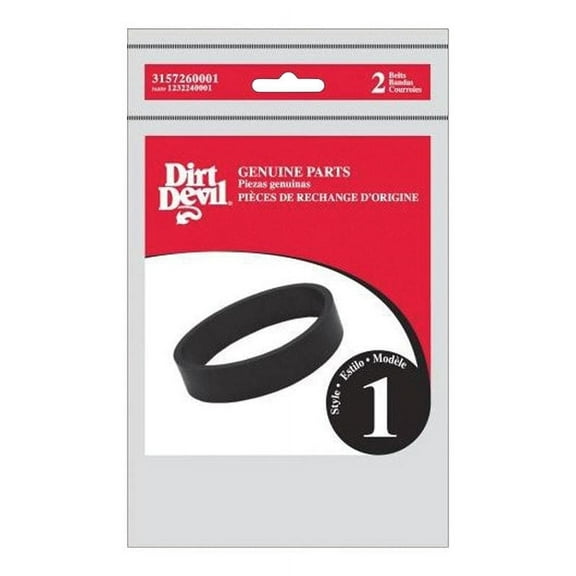 Dirt Devil Style 1 Vacuum Belt (2-Pack), 3157260001, Black