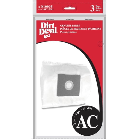 Dirt Devil Type AC Vacuum Bags (3-Pack) AD10035 New