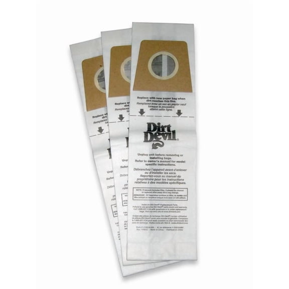 Dirt Devil Type U Vacuum Bags Bulk 3 Pack From Onlinevacshop.com with Free Shipping! These are Genuine Bags 3 Per Package in Bulk.