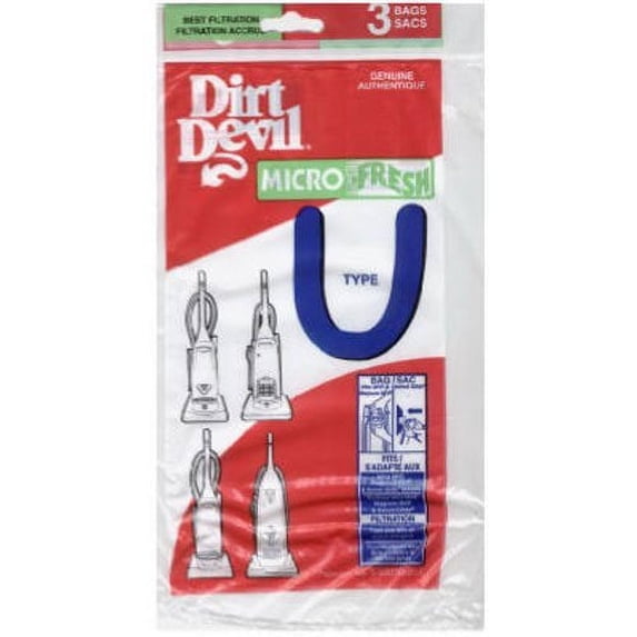 Dirt Devil Type U Microfresh Vacuum Bags 3-Pack, 3920750001