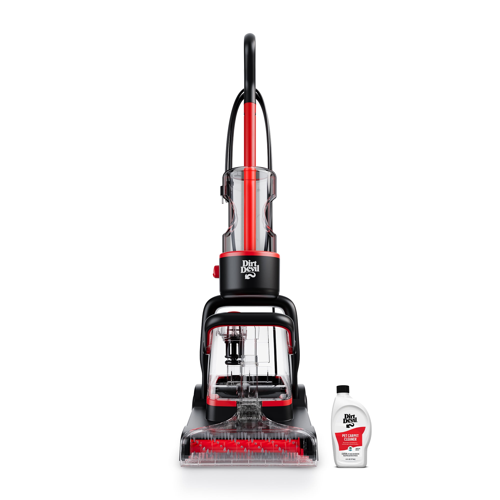 Red and Black Upright Carpet Cleaner with Antimicrobial Brush Roll