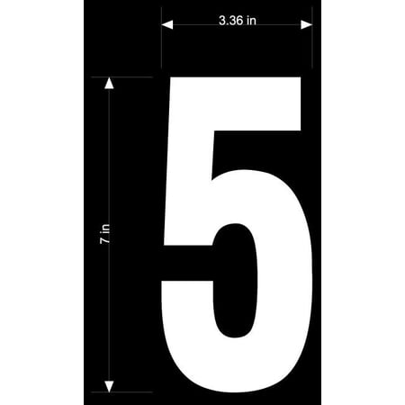 Dirt Digits XT73W-5 Extreme Digits Stick-On 7in. White Number - 5
