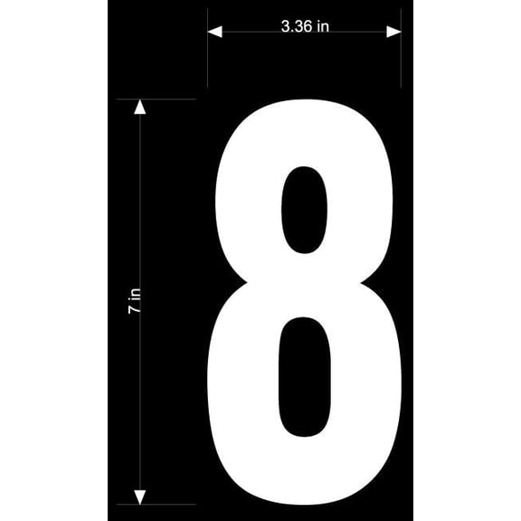 Dirt Digits XT73W-8 Extreme Digits Stick-On 7in. White Number - 8