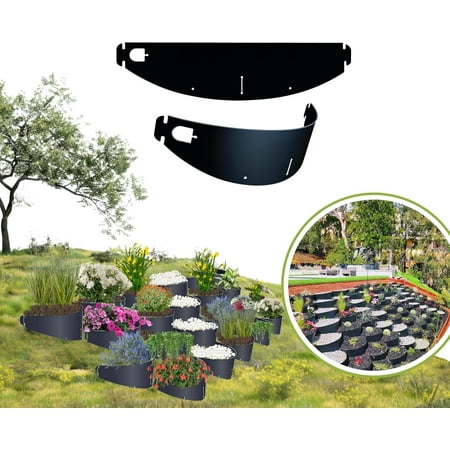 Dirt Locker Garden Slope Stabilizer Kit—Steep Slope 10-Pack (Black)—Raised Bed Terracing System for Slopes 25-35 Degrees—DIY Erosion Control & Water Retention Planters—Weatherproof & Eco-Friendly