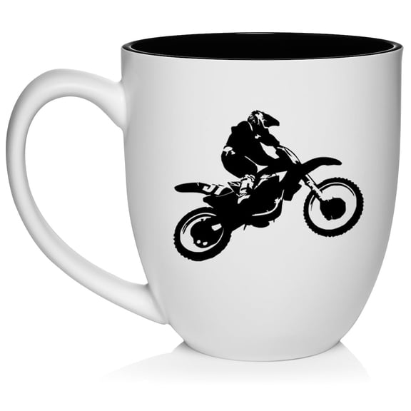 Dirt MX Bike Rider Ceramic Coffee Mug Tea Cup Gift for Him, Friend, Coworker, Husband, Brother (16oz White)