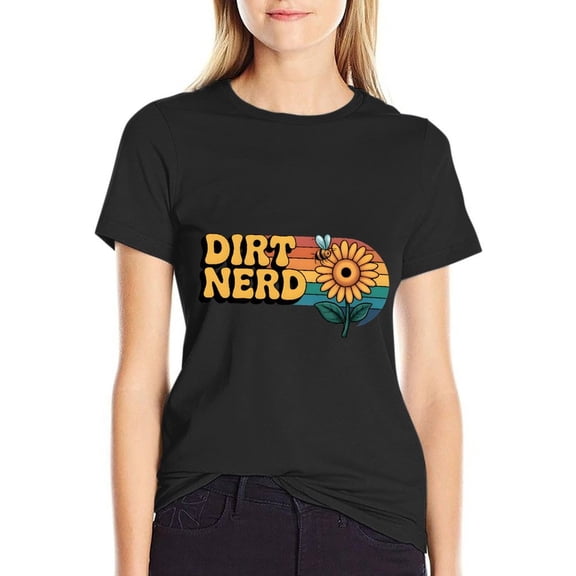 Dirt Nerd Women’s Cotton Short Sleeve T-Shirt HD Graphic Print Casual Crew Neck Tee XX-Large