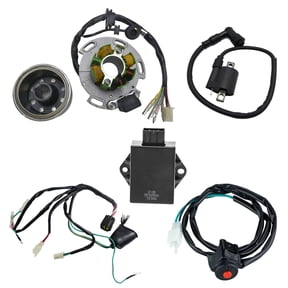 Dirt Pit Bike Ignition Coil, CDI Unit ,Wiring Harness Loom, Kill Switch, Magneto Stator Flywheel Rotor Kit for 140cc 150cc Lifan 4 Stroke Super Bike Scooter Go Kart ATV UTV Quad Buggy Dune Motorcycle