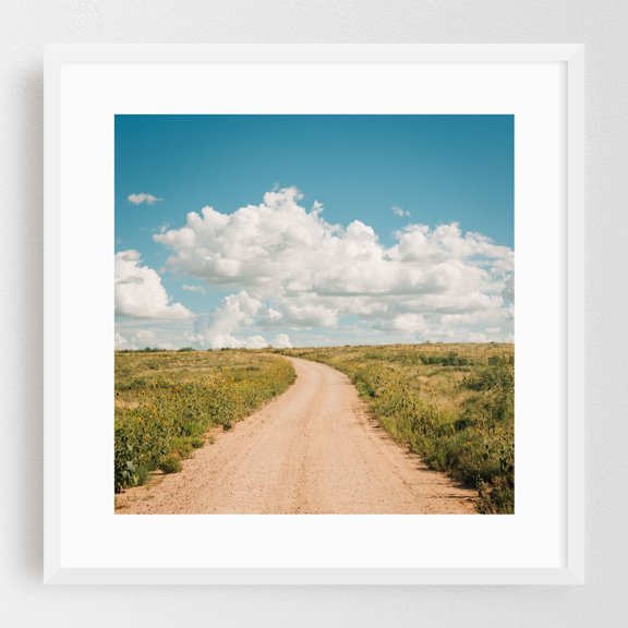 Dirt Road, New Mexico 03 - New Mexico Photography White Framed Wall Art Print 20 x 20 inches