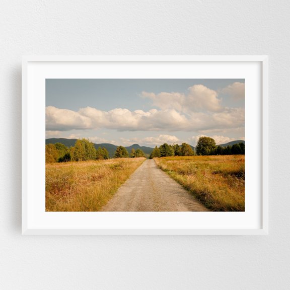 Dirt Road in Barton - Barton Vermont Photography Landscape Nature Rural Pastoral Countryside Scenic Autumn White Framed Wall Art Print 5 x 7 inches