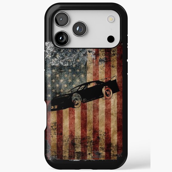Dirt Track Racing Car Flag Graphic for iPhone Case 11 to 17 Pro Max